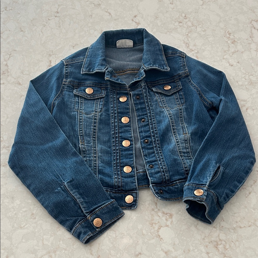 Crazy 8 Girls Denim Jean Jacket with Gold Accent Buttons